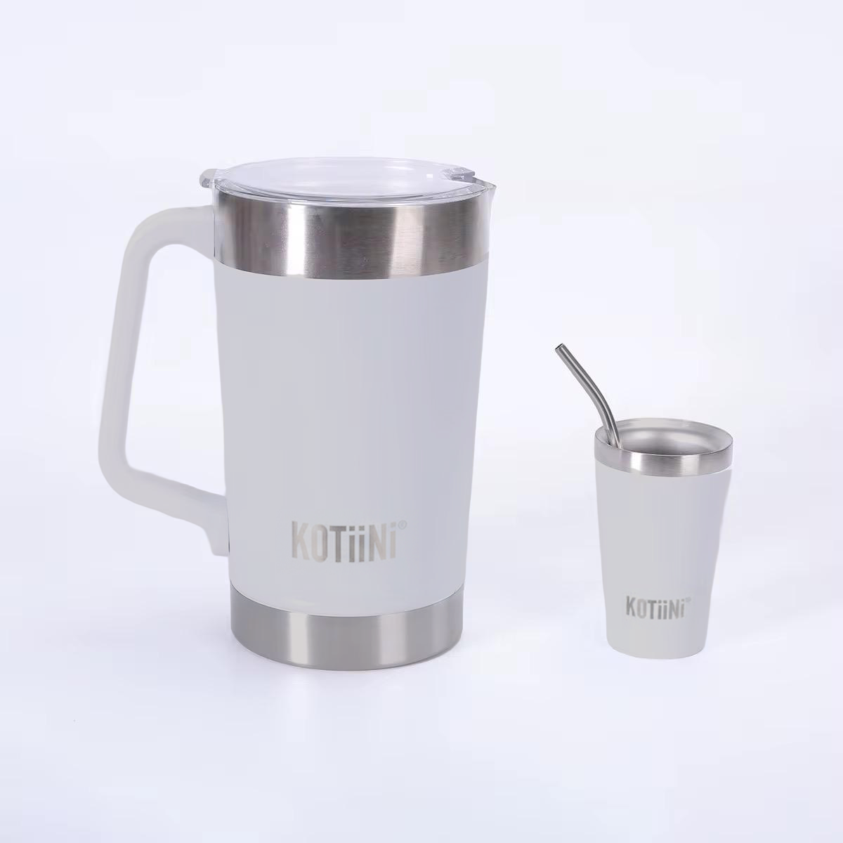 Jarra Térmica acero inoxidable 2L + vaso 140ml gris - Irrompible, Conserva Bebidas Calientes o Frías