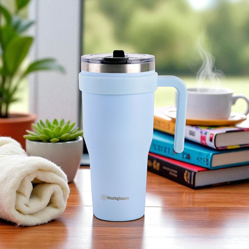 Jarro térmico doble pared acero inoxidable 1184 ml celeste · mantiene bebidas frías y calientes
