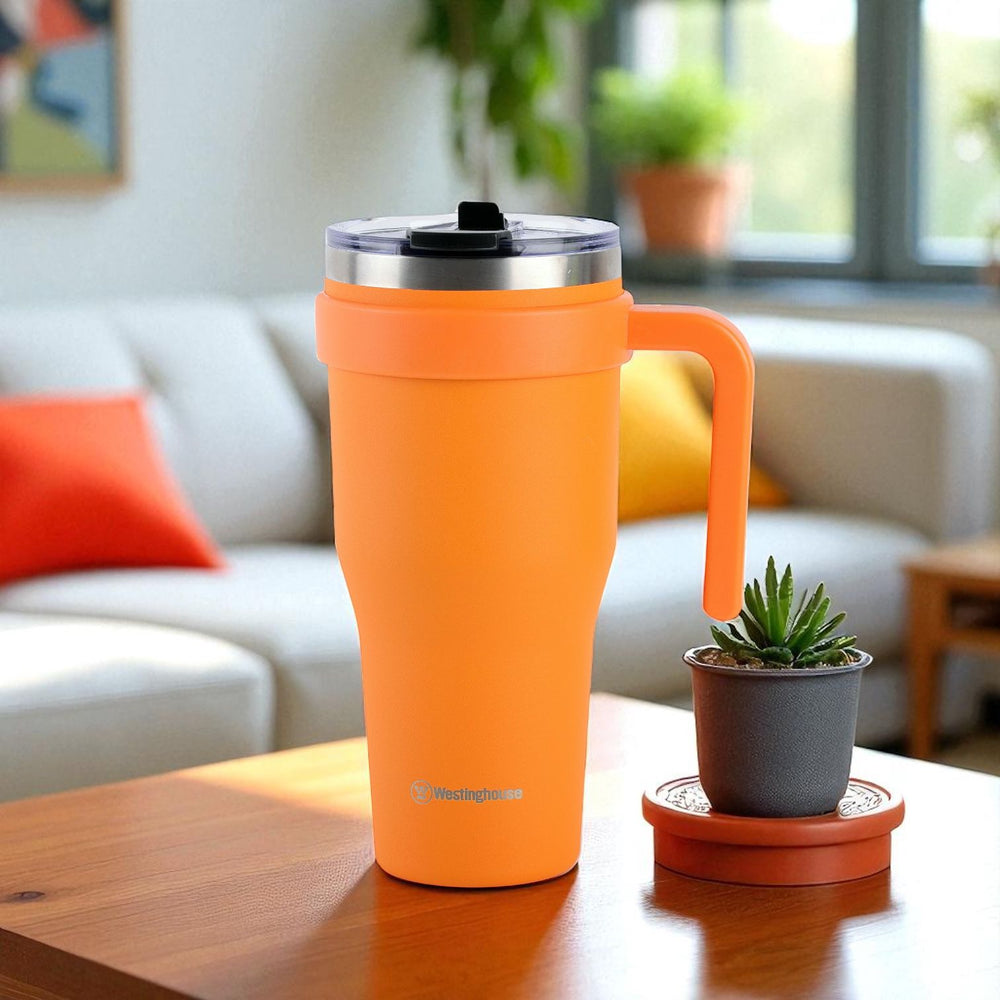 Jarro térmico doble pared acero inoxidable 1184 ml naranja · mantiene bebidas frías y calientes