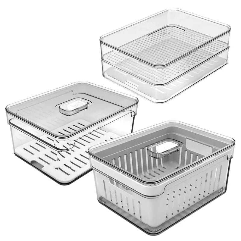 Juego 3 organizadores refrigeradora Clear Fresh transparente