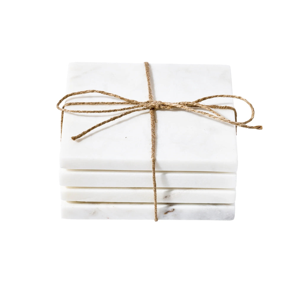 Set x 4 posavasos marmol blanco