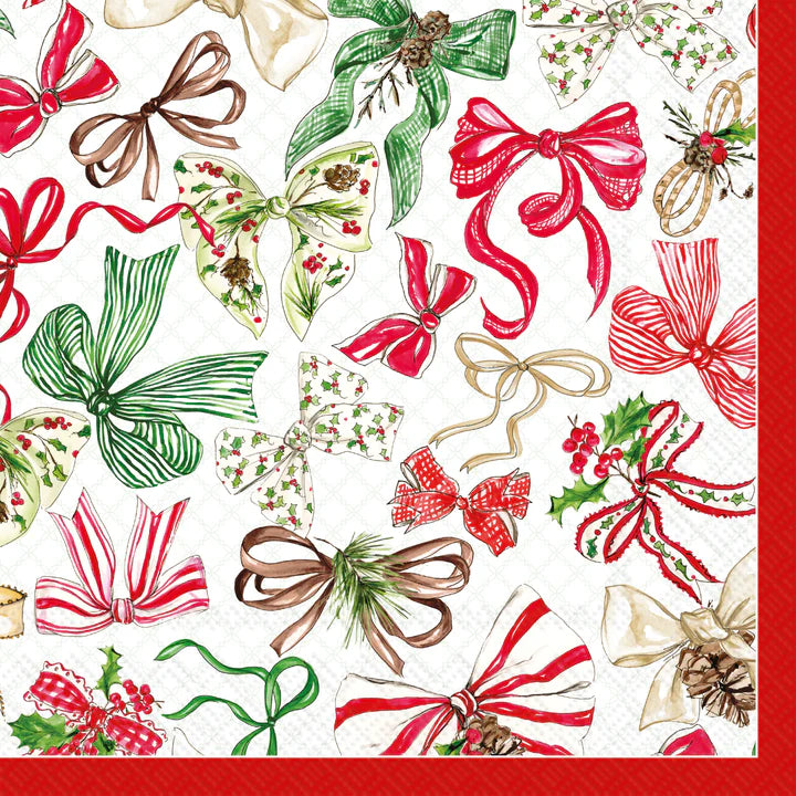 Set x 20 servilletas Christmas Bows cocktail de papel