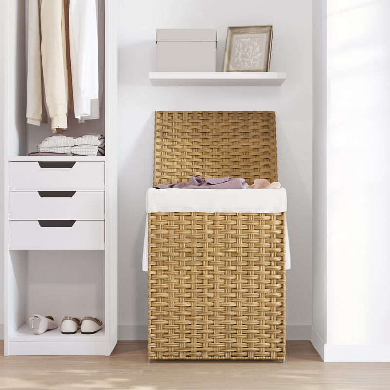 Cesto de ropa sucia ratán con tapa 90 L natural - foto 2