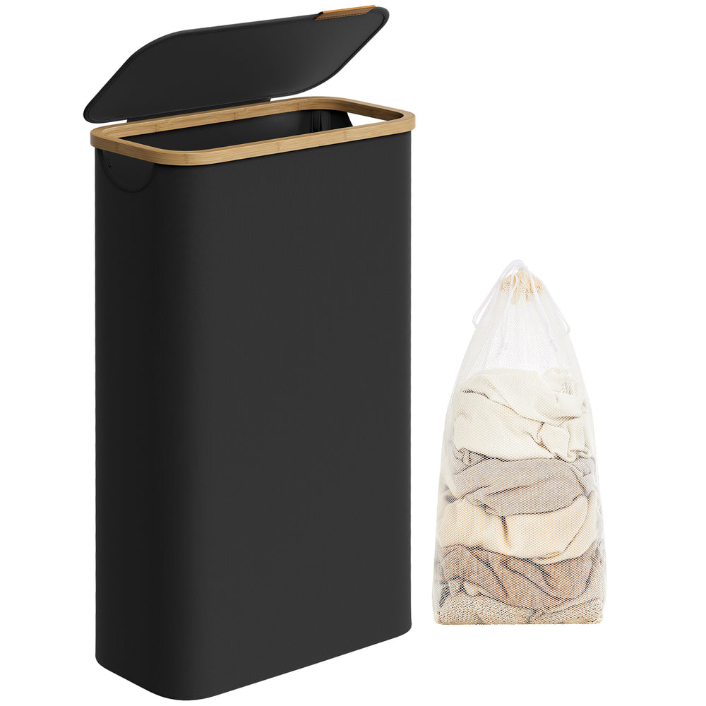 Cesto de ropa sucia slim con tapa 65 L negro