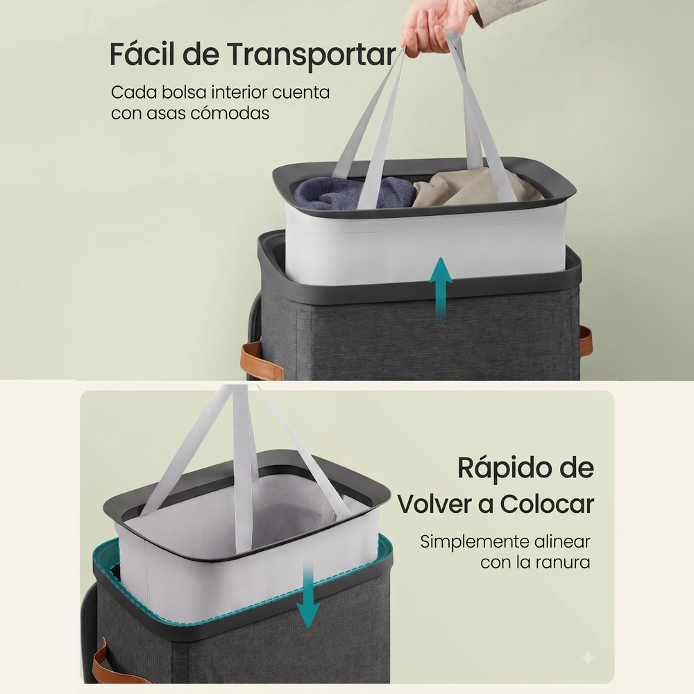 Cesto de ropa sucia con tapa 100 L negro - foto 4