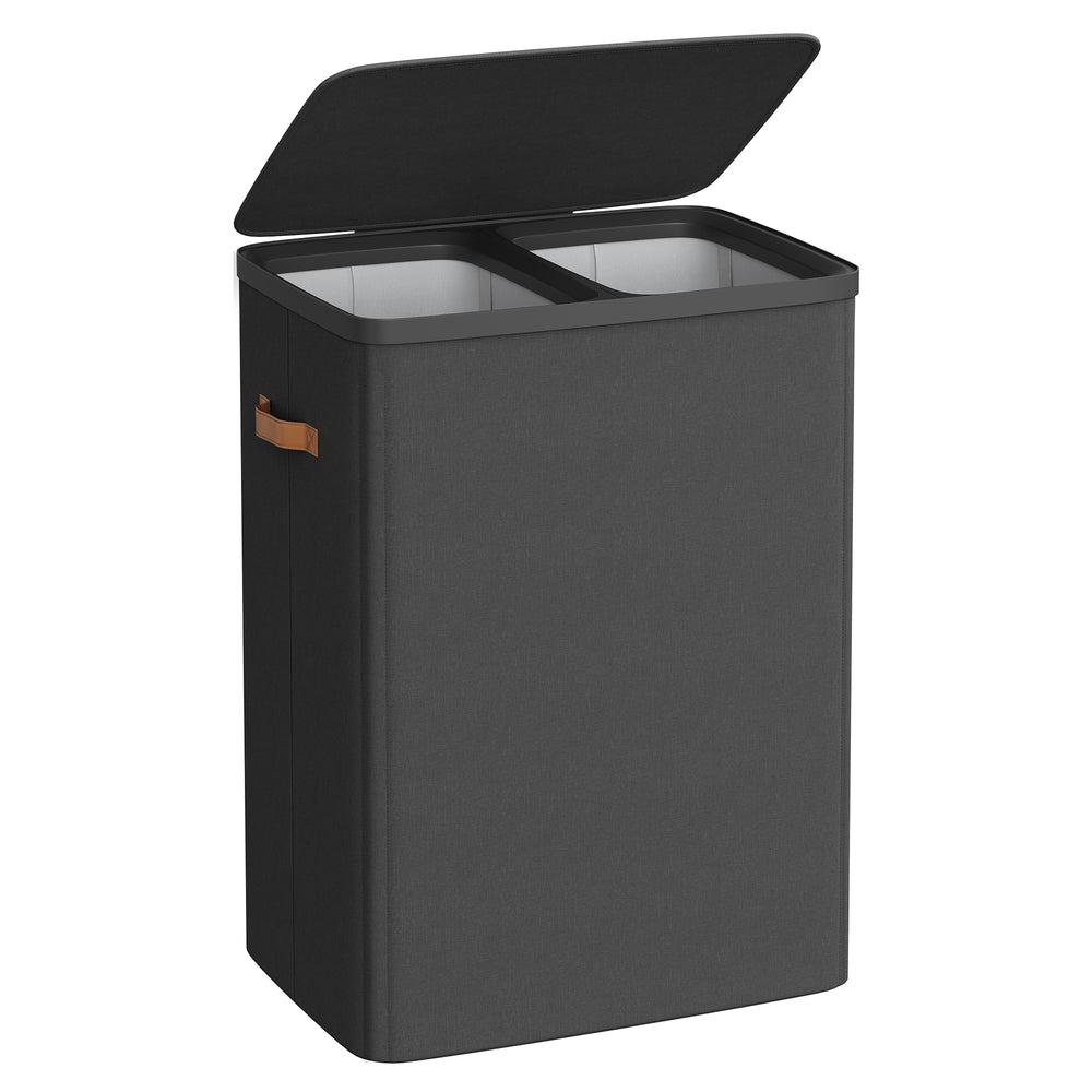 Cesto de ropa sucia doble con tapa 170 L negro