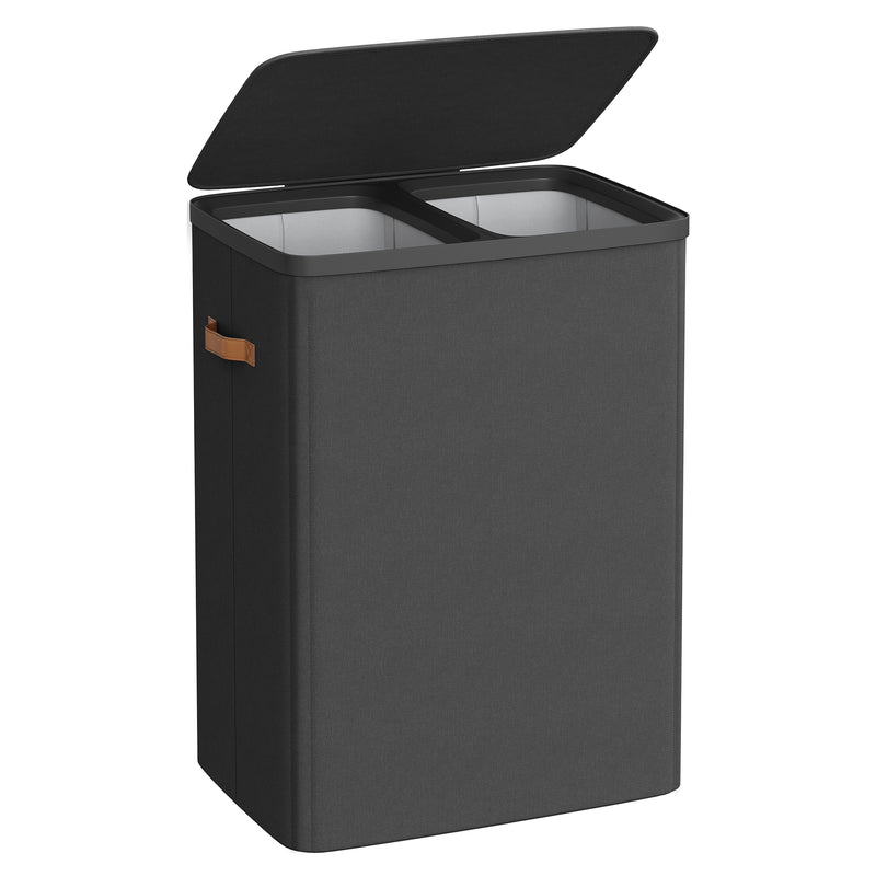 Cesto de ropa sucia doble con tapa 170 L negro