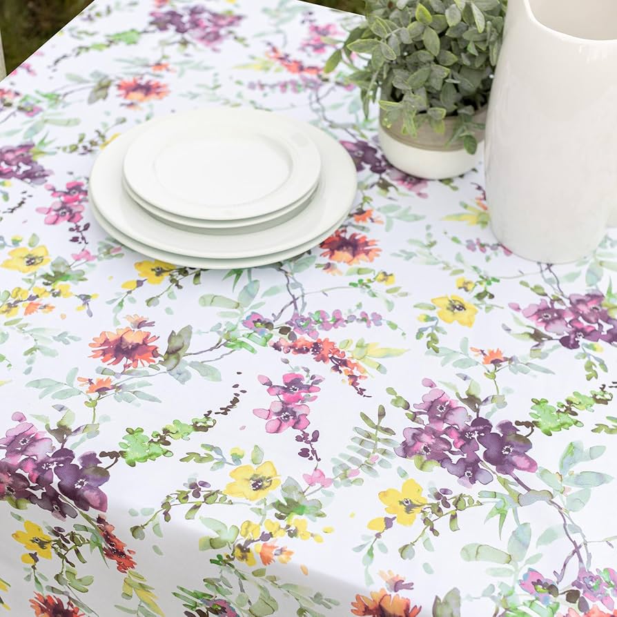 Mantel Antimanchas Floral cascade redondo 4-6 personas - Tela Resistente y Lavable