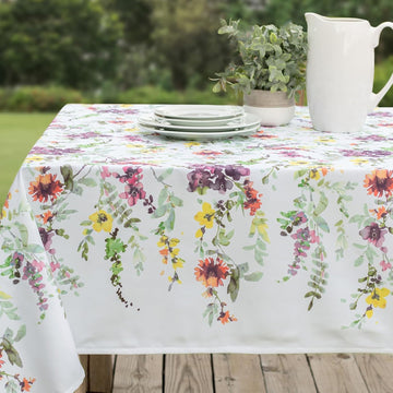 Mantel Antimanchas Floral cascade redondo 4-6 personas - Tela Resistente y Lavable