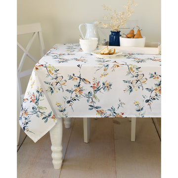 Mantel antimanchas Chic Blossoms teal redondo (4-6p)