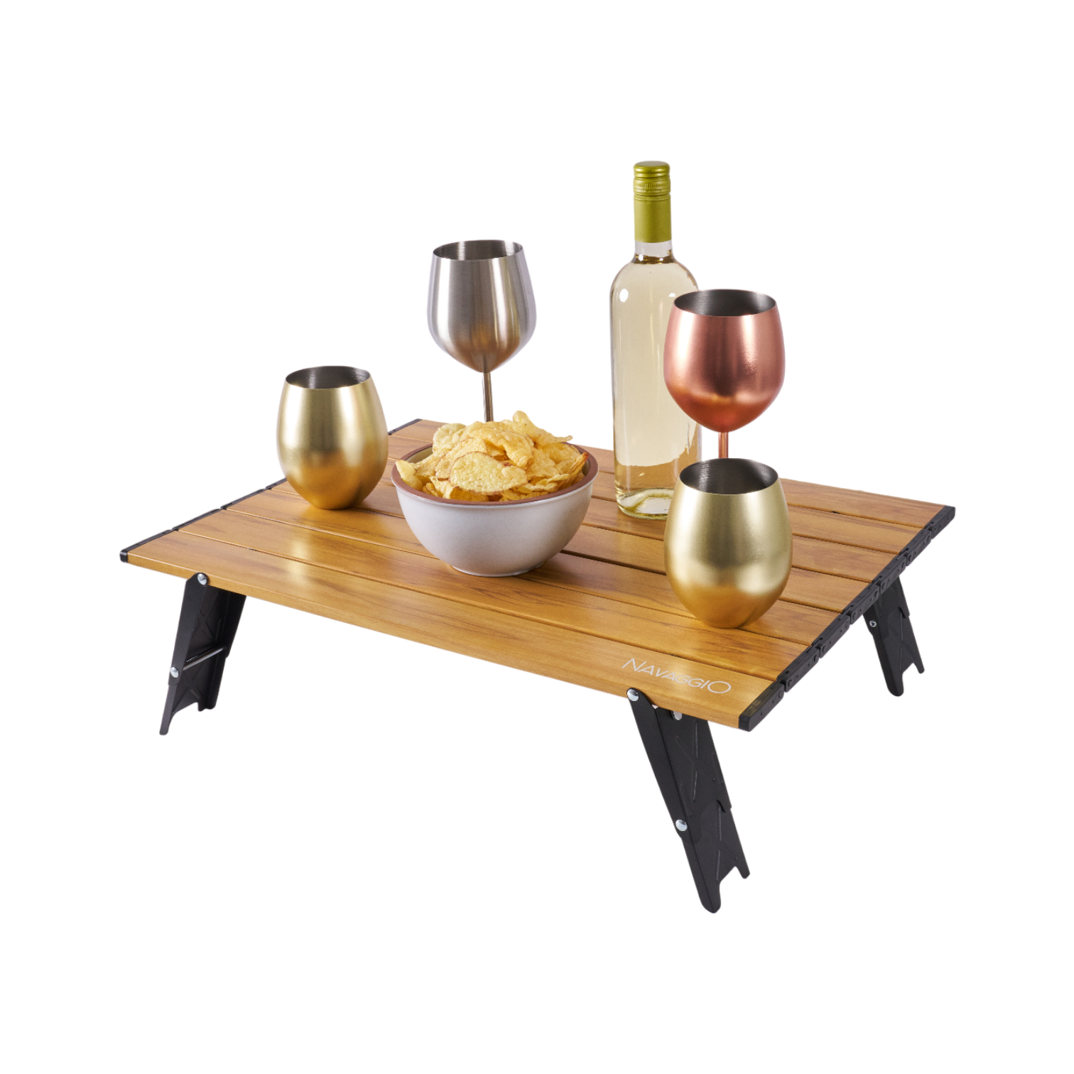 Mesa plegable de aluminio amaderada - Altura Ajustable, Aluminio y Ultraliviana 56x41cm