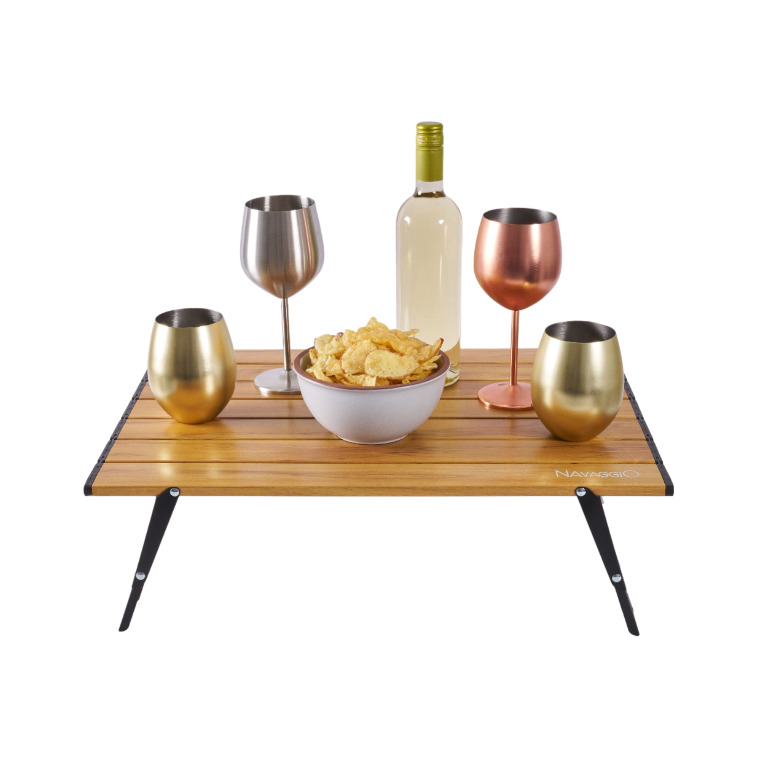 Mesa plegable de aluminio amaderada - Altura Ajustable, Aluminio y Ultraliviana 56x41cm