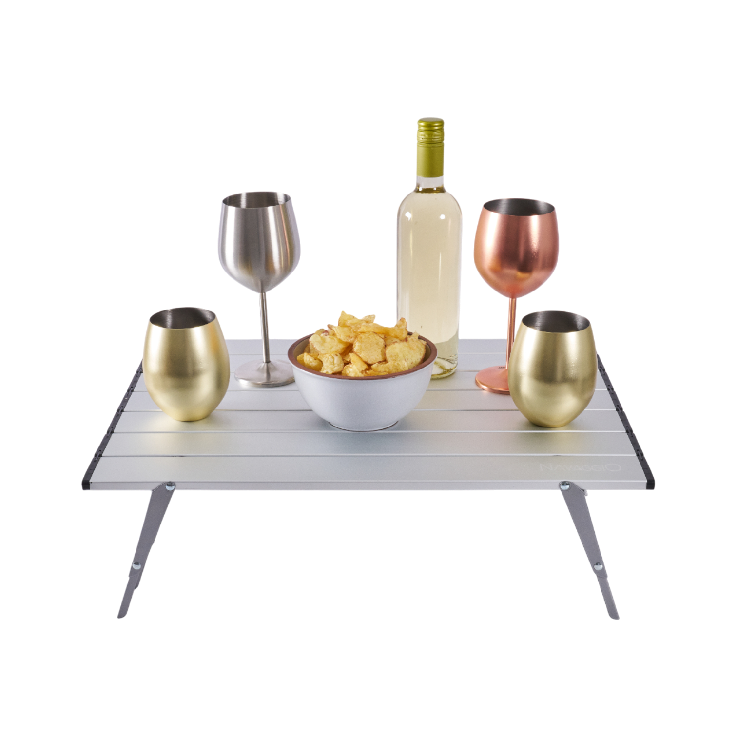 Mesa plegable de aluminio plateada - Altura Ajustable, Aluminio y Ultraliviana 56x41cm