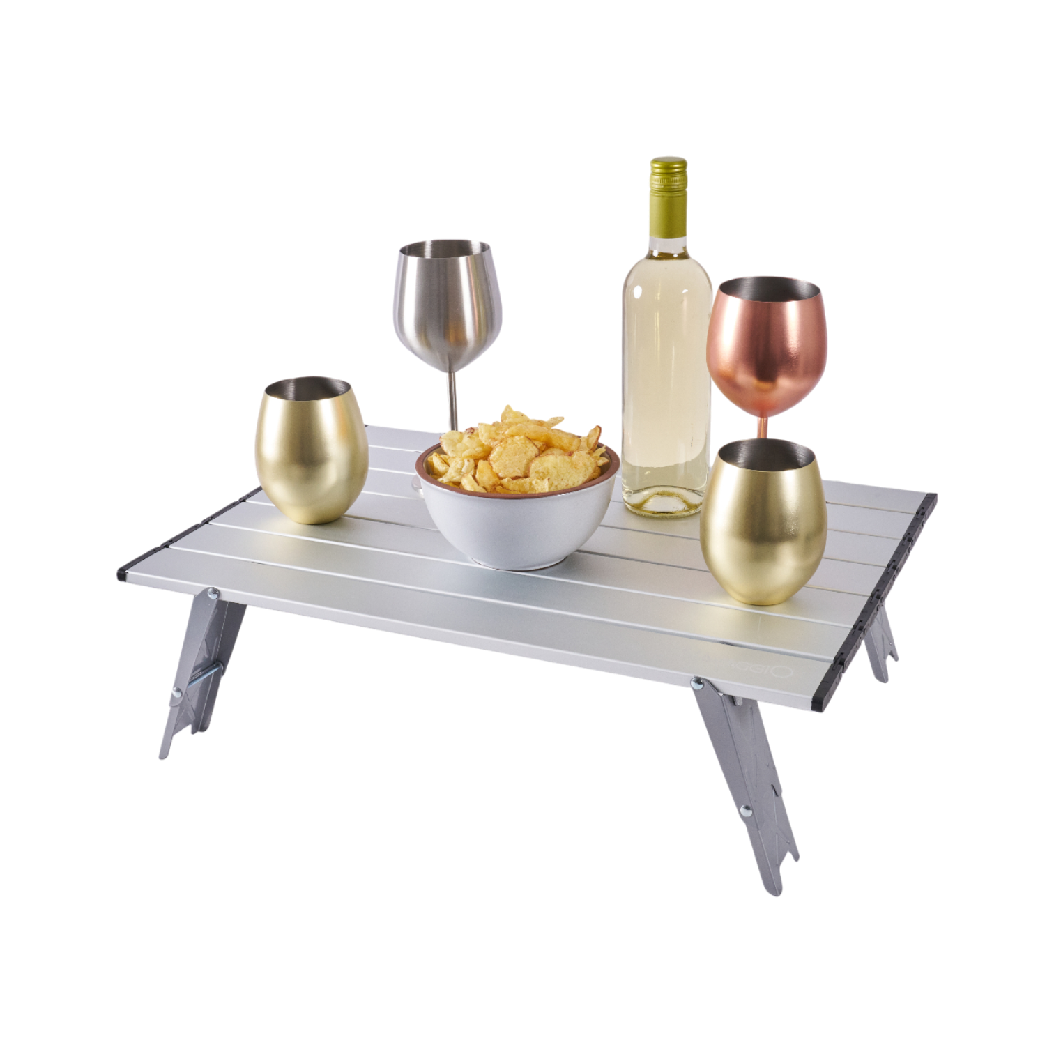 Mesa plegable de aluminio plateada - Altura Ajustable, Aluminio y Ultraliviana 56x41cm