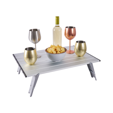 Mesa plegable de aluminio plateada - Altura Ajustable, Aluminio y Ultraliviana 56x41cm