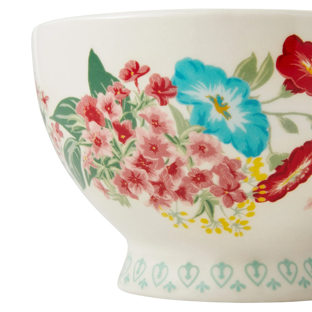 Mortero de Gres con Mano Fancy Flourish – Diseño Floral y Estilo Vintage