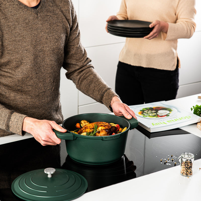 Olla 24 cm antiadherente Performance QuanTanium con tapa verde