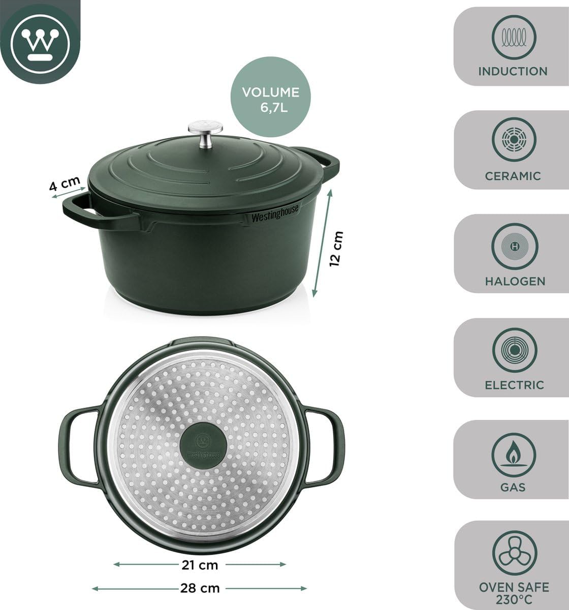 Olla 28cm antiadherente Performance QuanTanium con tapa verde