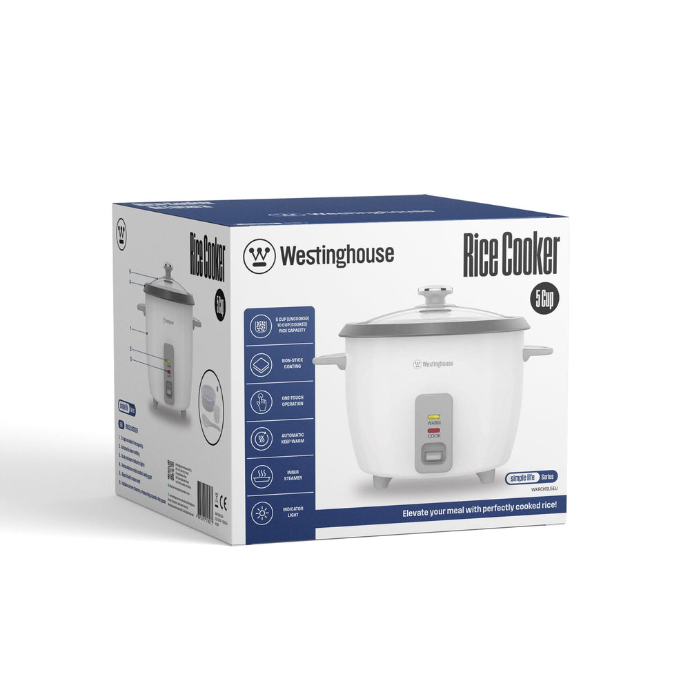 Olla Arrocera Eléctrica Blanca 5 Tazas - Recipiente Antiadherente + Función Calienta