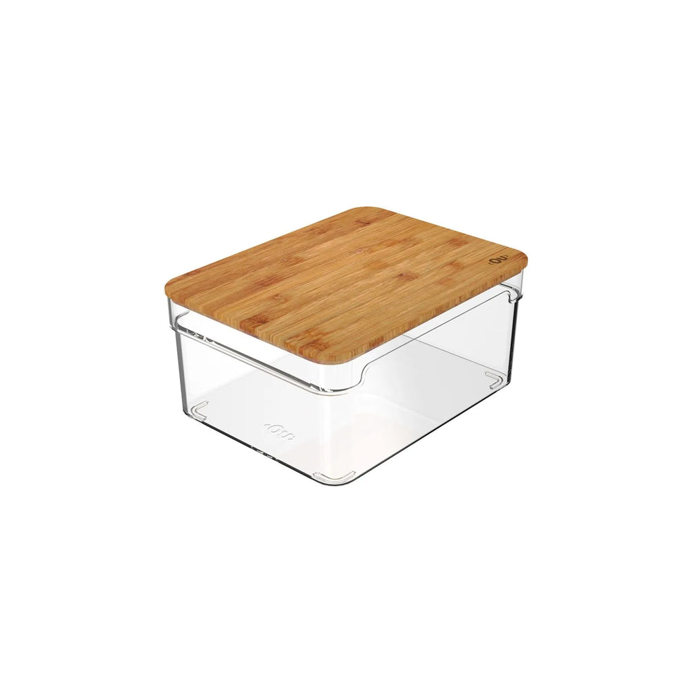 Organizador Clear tapa de bambú transparente