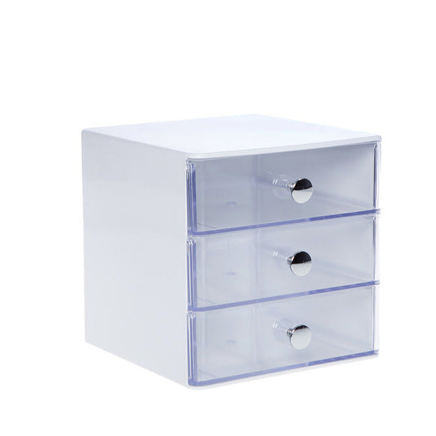 Organizador cosméticos Piano 3 niveles blanco/transparente