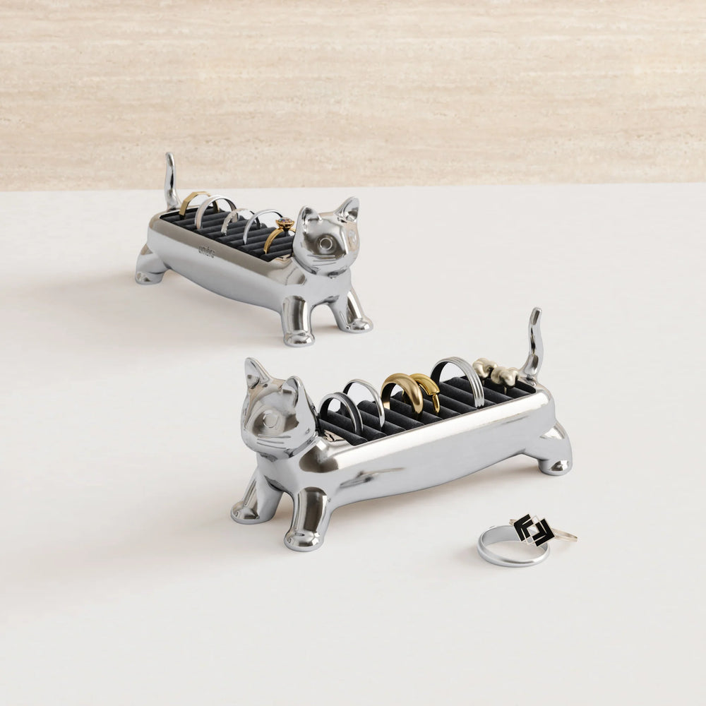 Organizador de anillos diseño Gato Ali plateado Umbra