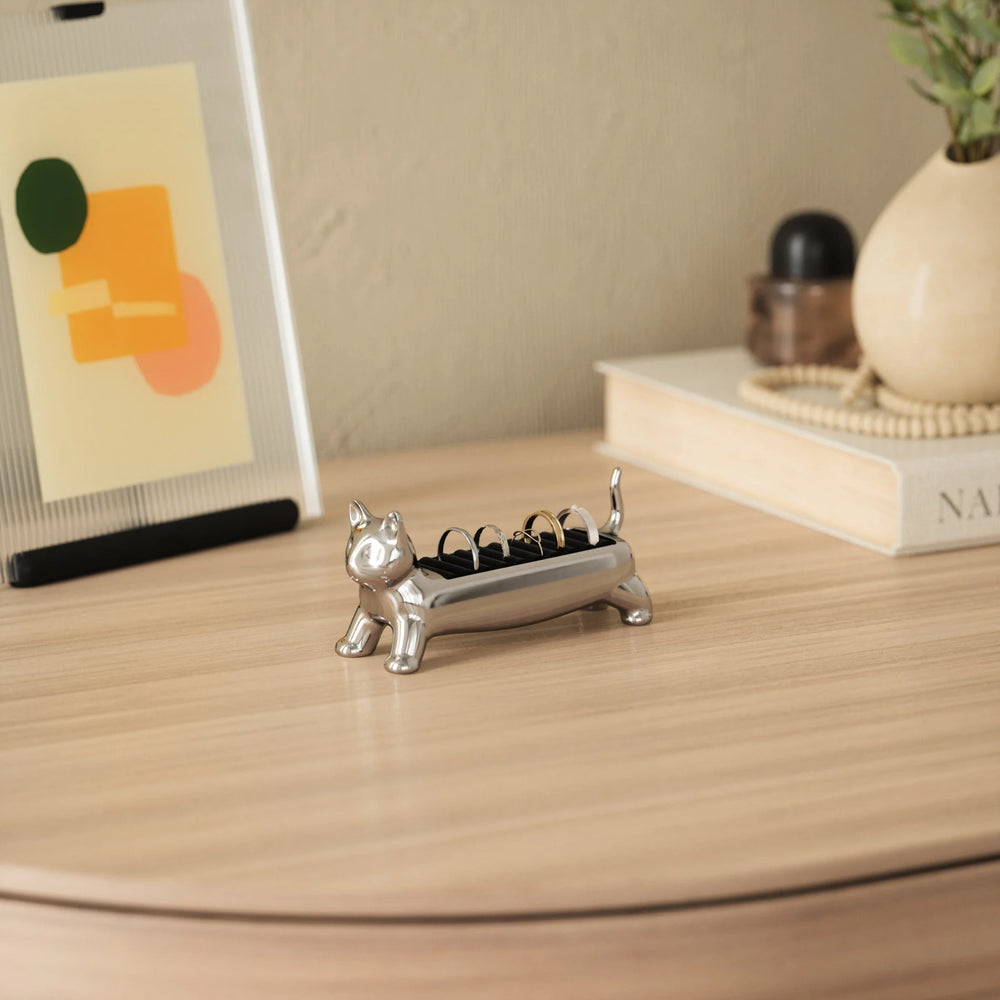 Organizador de anillos diseño Gato Ali plateado Umbra