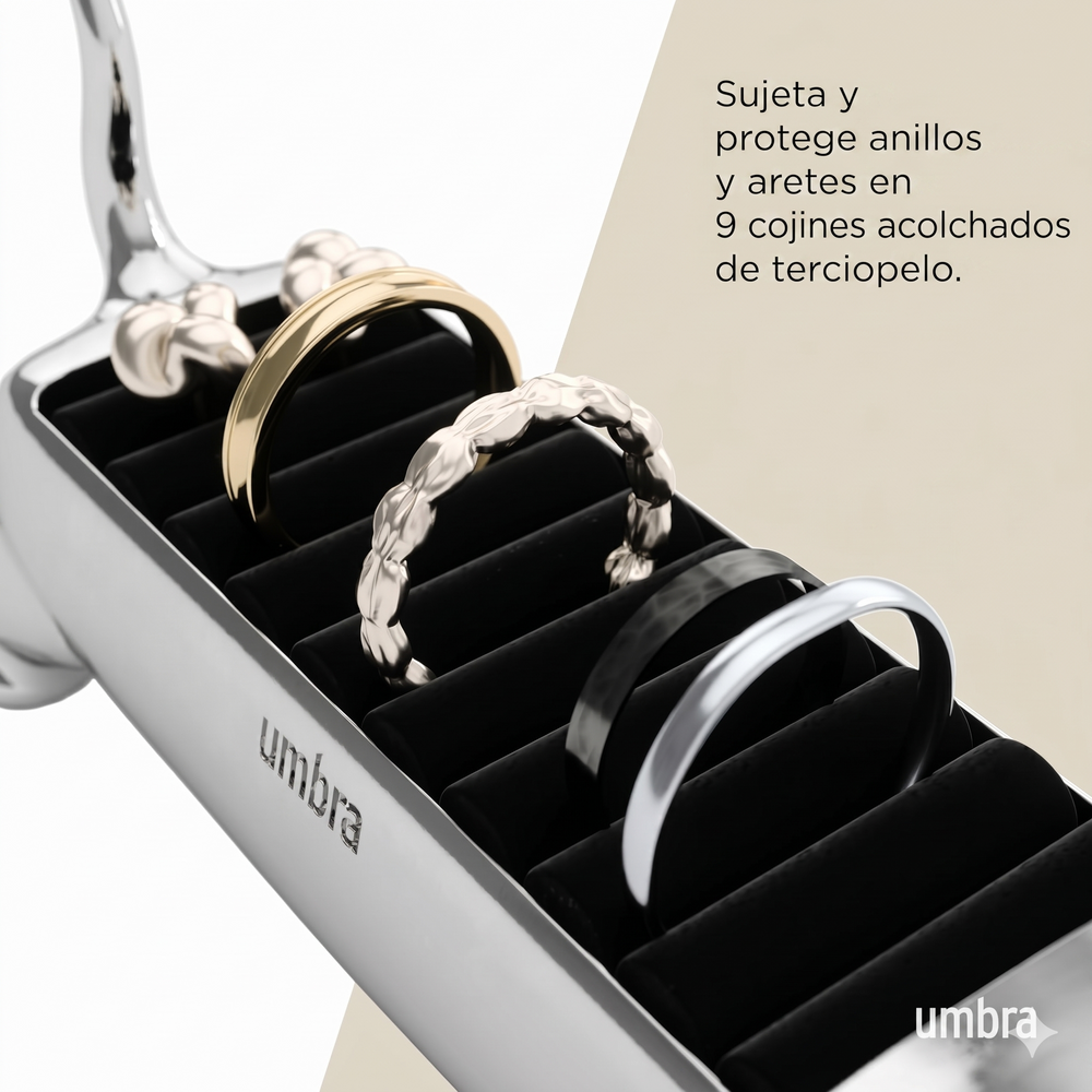 Organizador de anillos diseño Gato Ali plateado Umbra