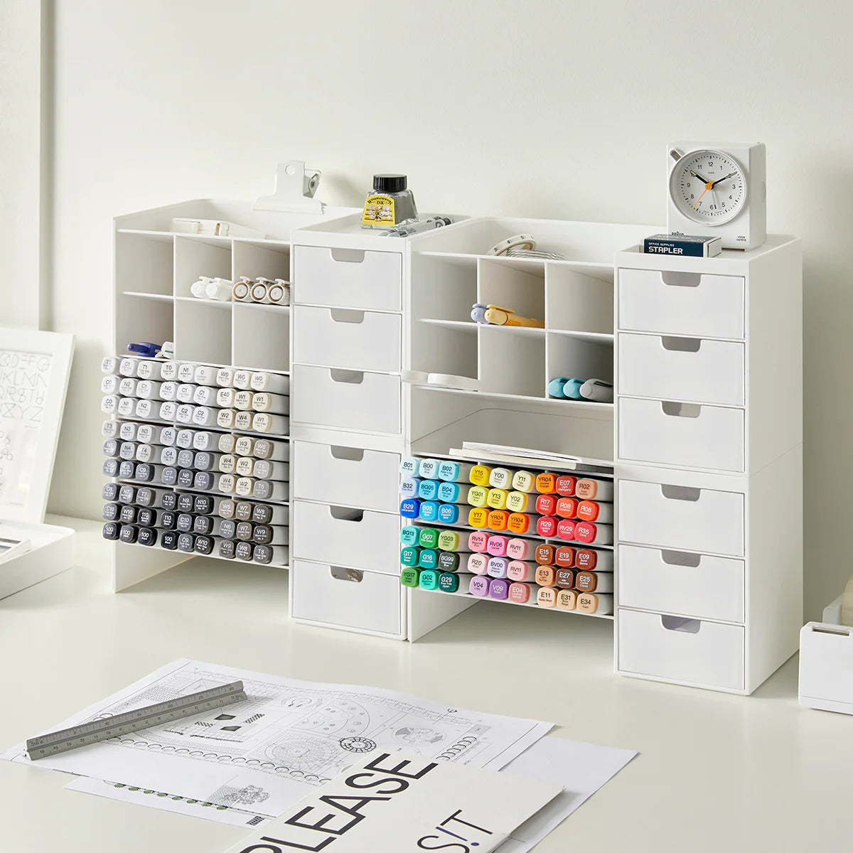 Organizador escritorio Hive apilable blanco