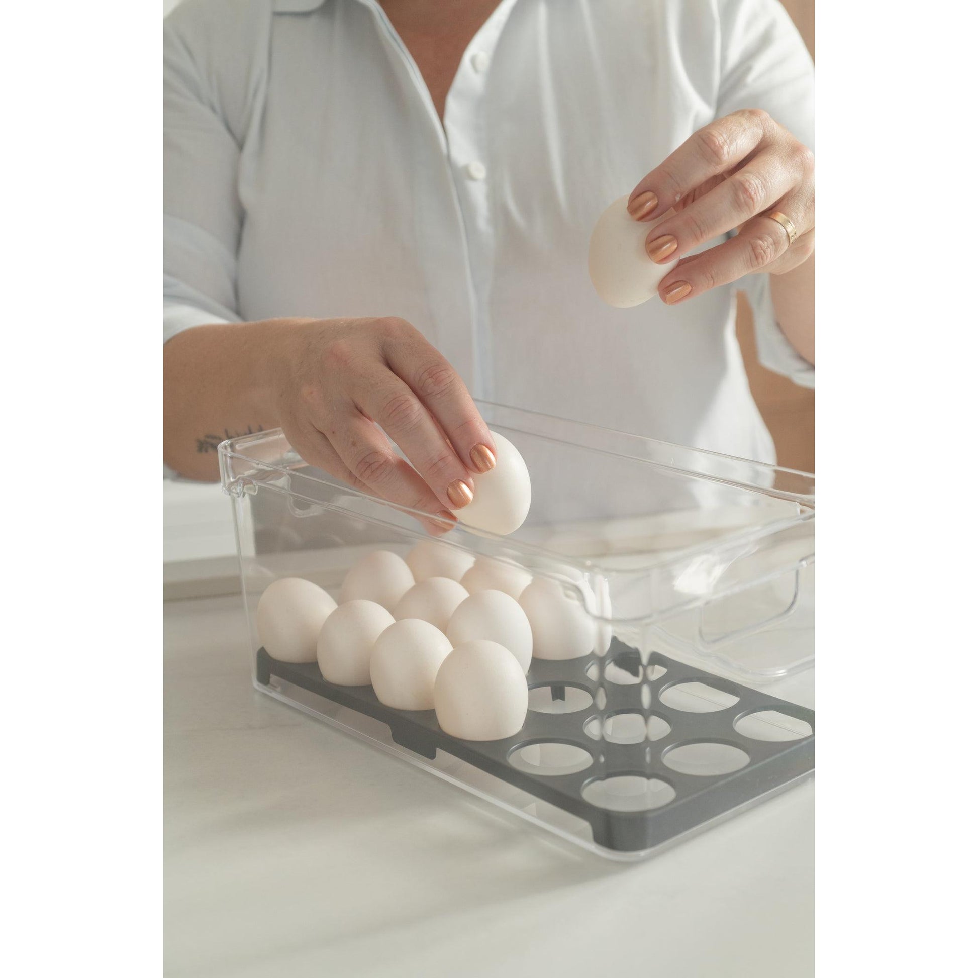 Organizador huevos c/tapa 36un Clear Fresh negro