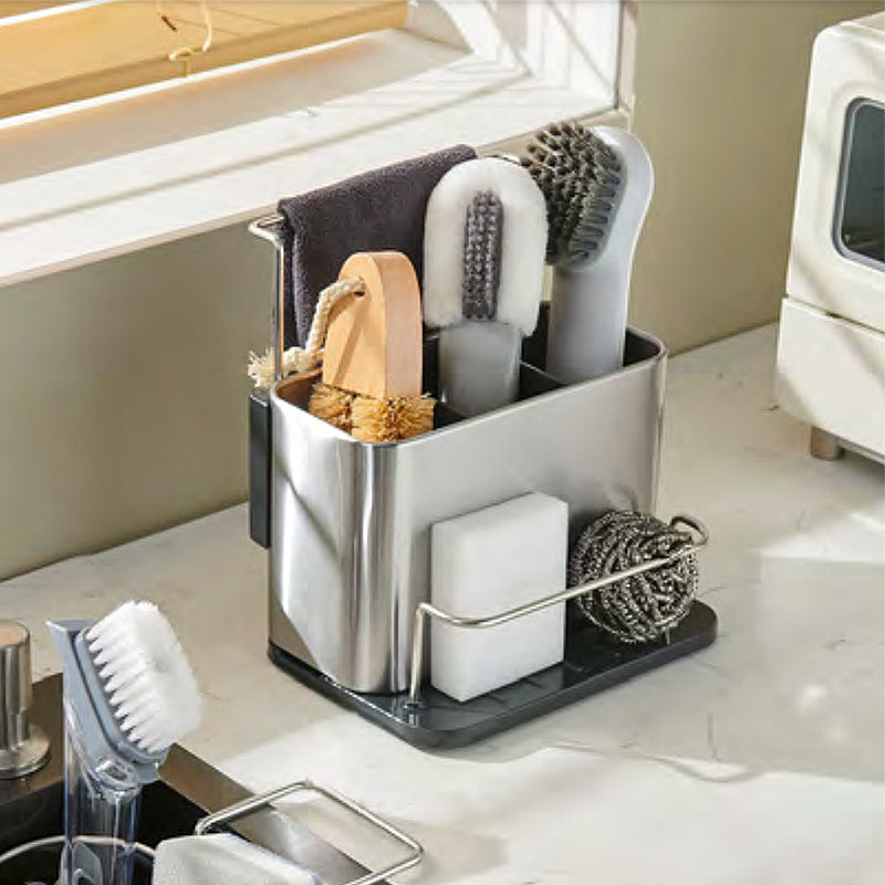 Organizador lavadero acero inoxidable Kala - 3 Compartimentos, Drenaje Rápido, Multiuso