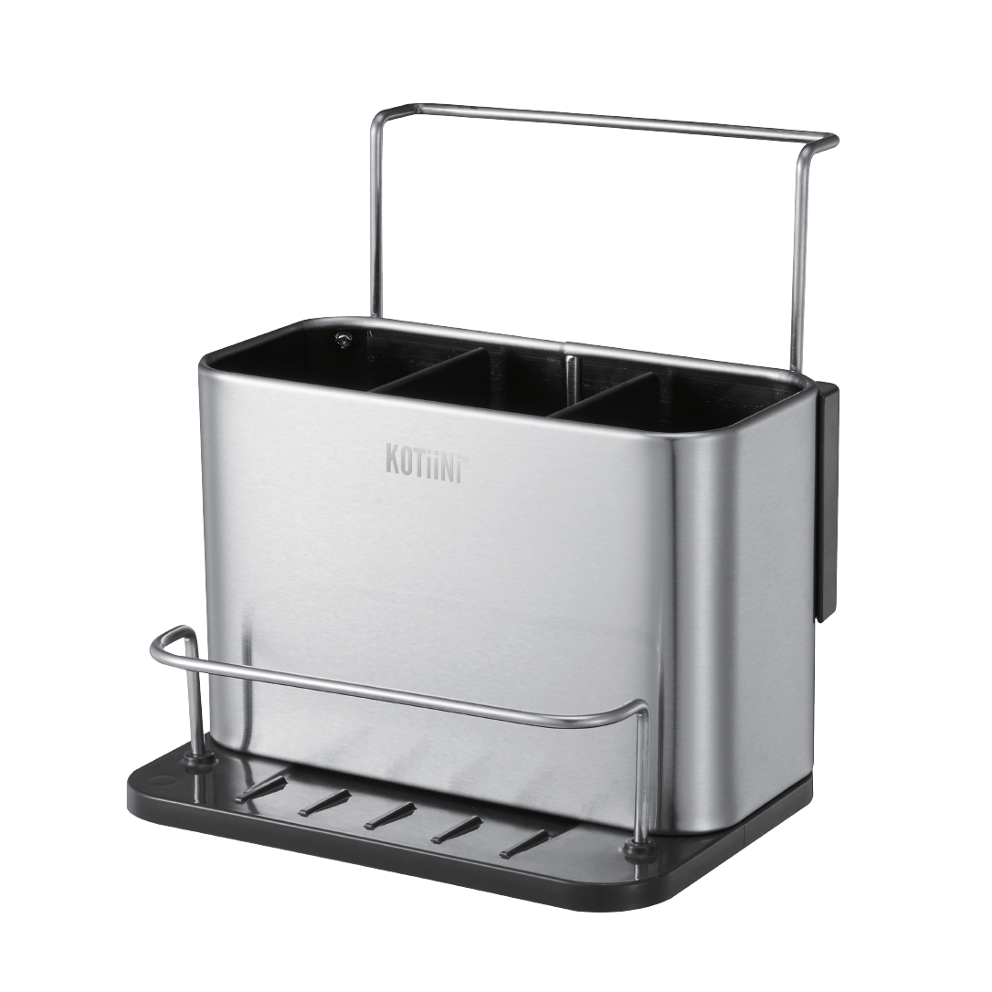 Organizador lavadero acero inoxidable Kala - 3 Compartimentos, Drenaje Rápido, Multiuso