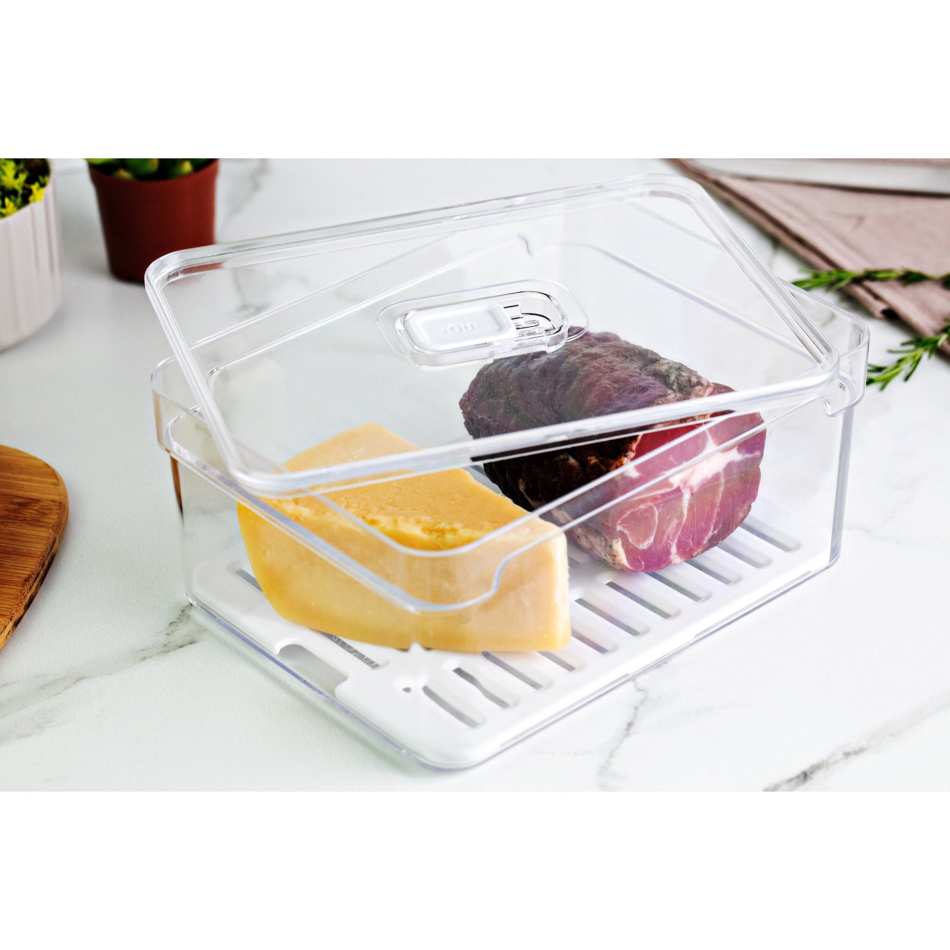 Organizador para refrigeradora Clear Fresh con tapa