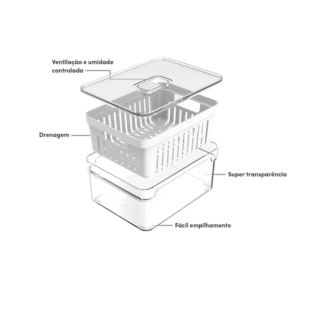 Organizador para refrigeradora c/ cesta Clear Fresh