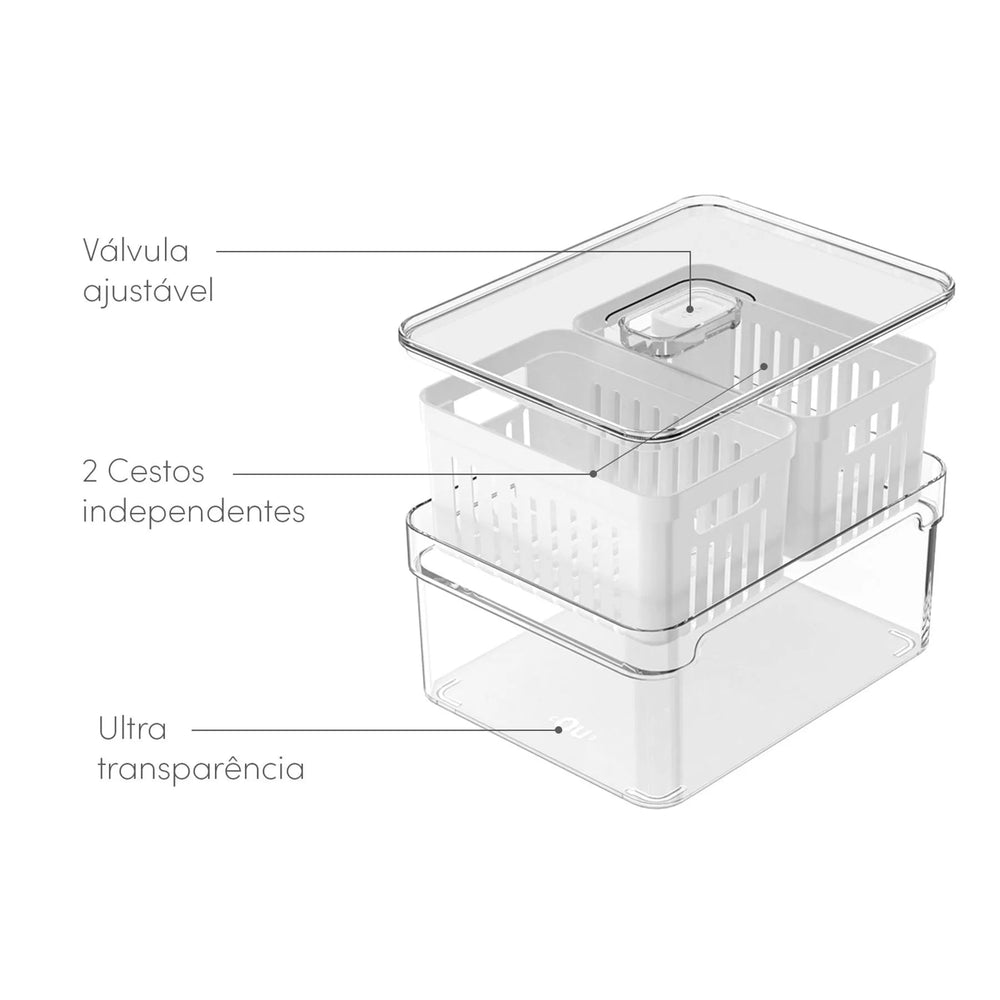 Organizador para refrigeradora c/ cesta Clear Fresh