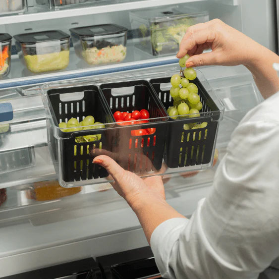 Organizador refrigeradora Clear Fresh c/cesta negro