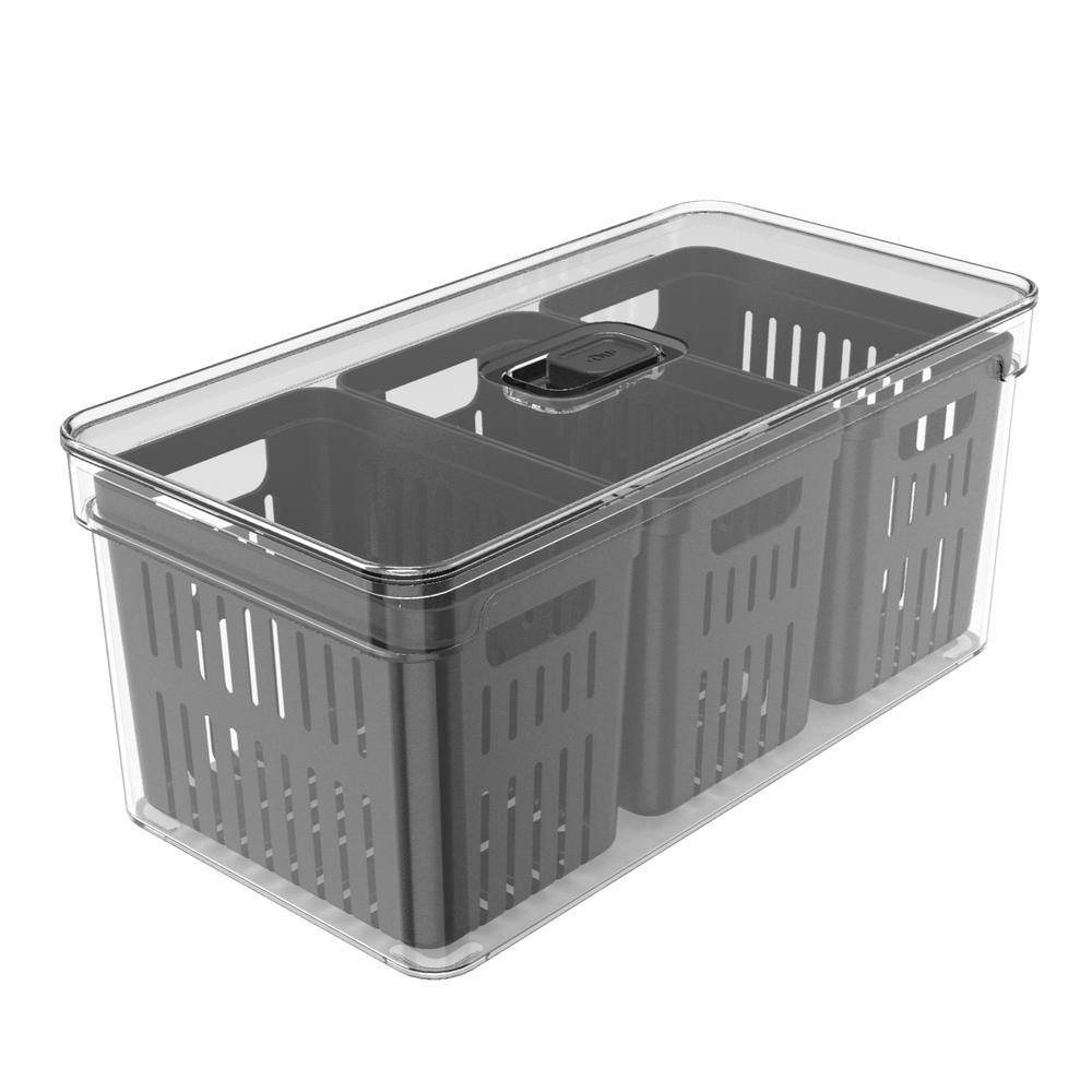 Organizador refrigeradora Clear Fresh c/cesta negro