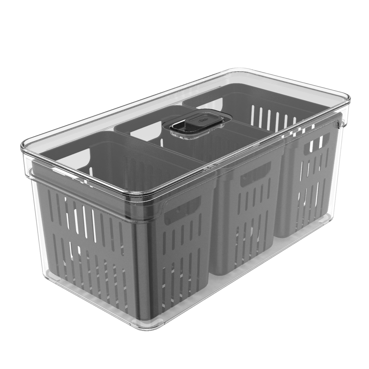 Organizador refrigeradora Clear Fresh c/cesta negro