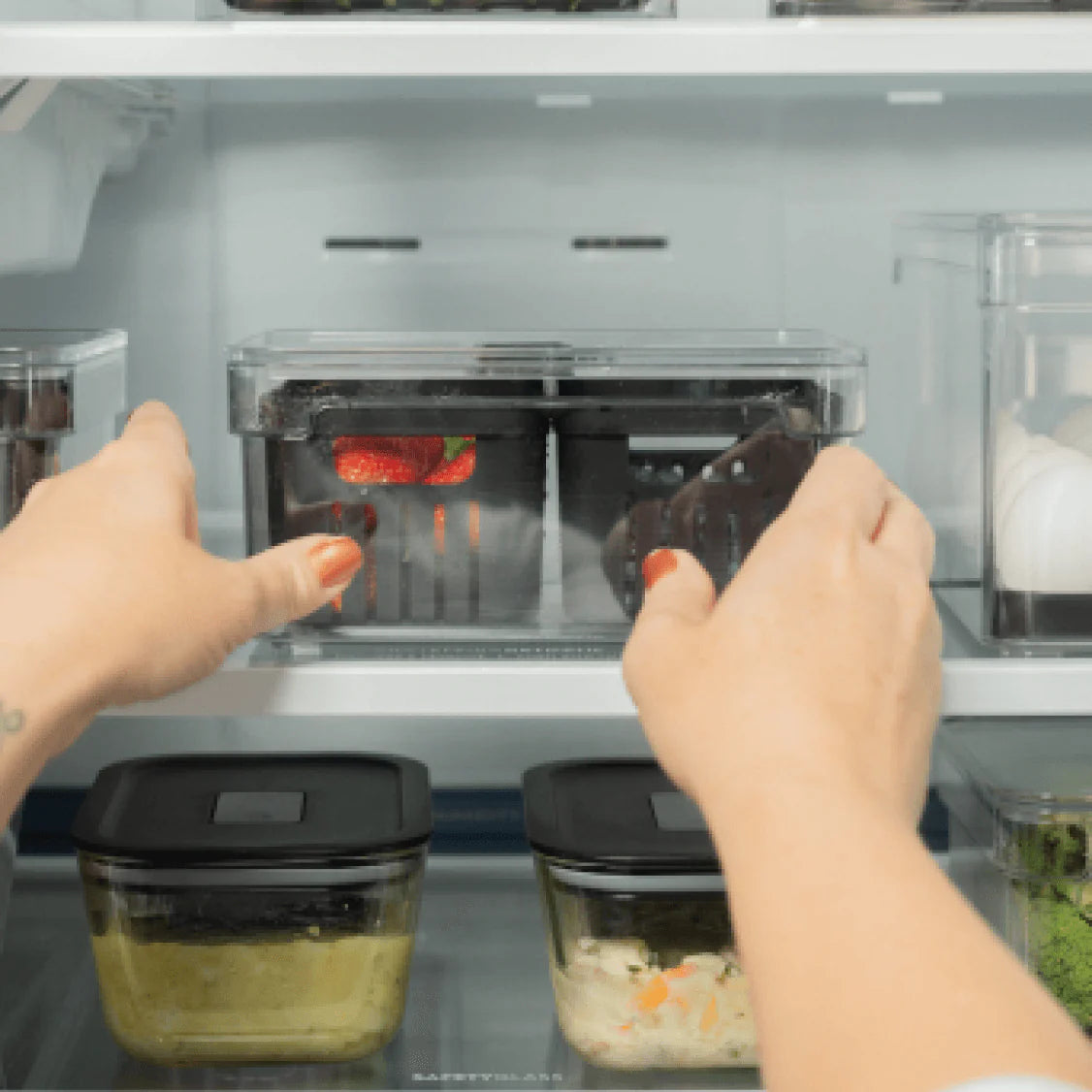 Organizador refrigeradora Clear Fresh c/cesta negro