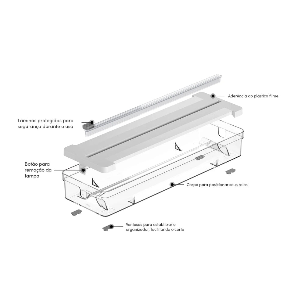 Organizador y cortador rollos doble Clear