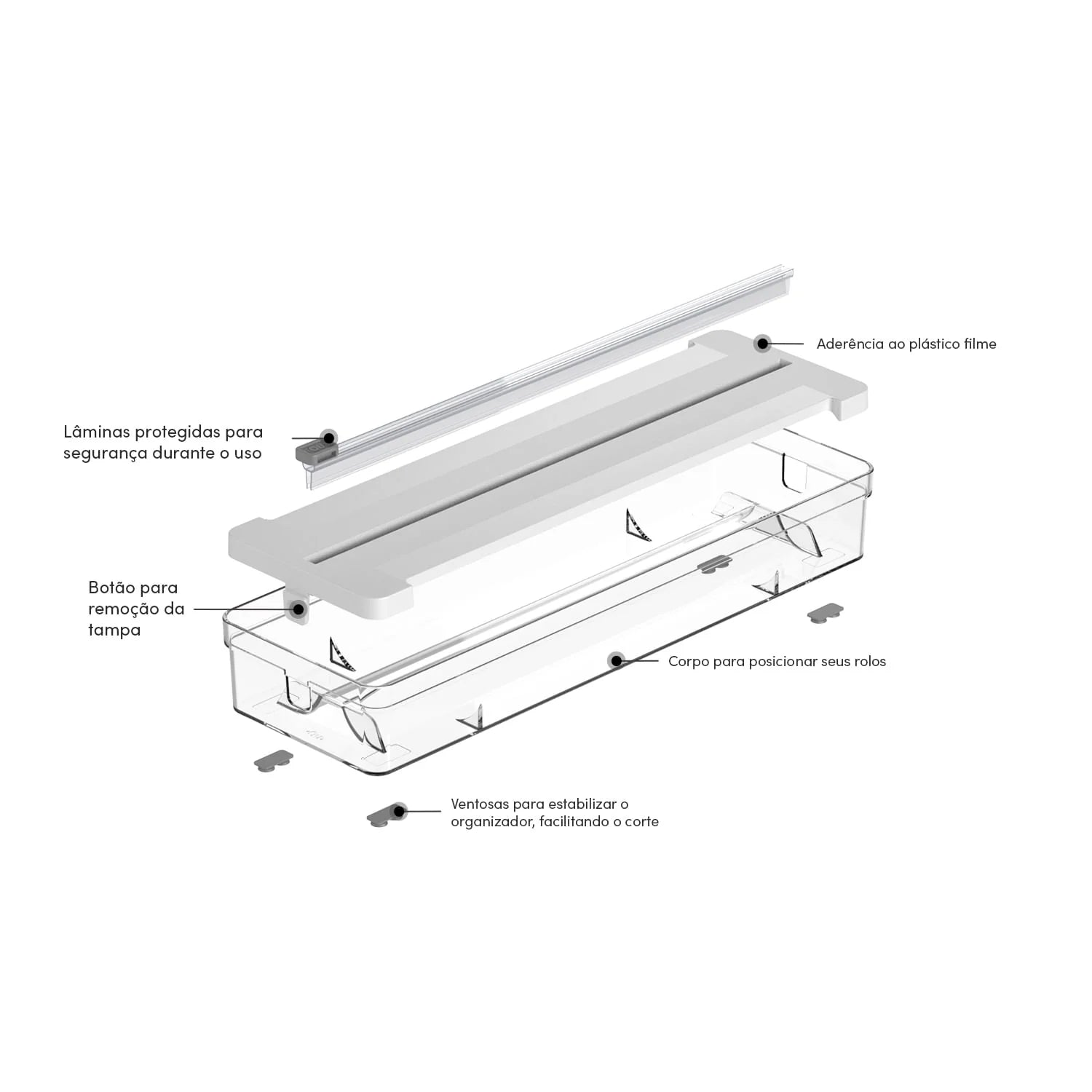 Organizador y cortador rollos doble Clear