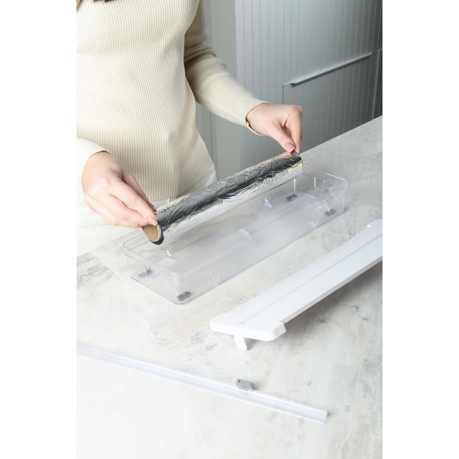 Organizador y cortador rollos doble Clear