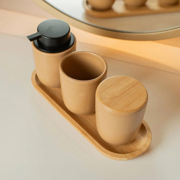 Set para Baño Osaka 3 Piezas de Cerámica caramelo marmorizado