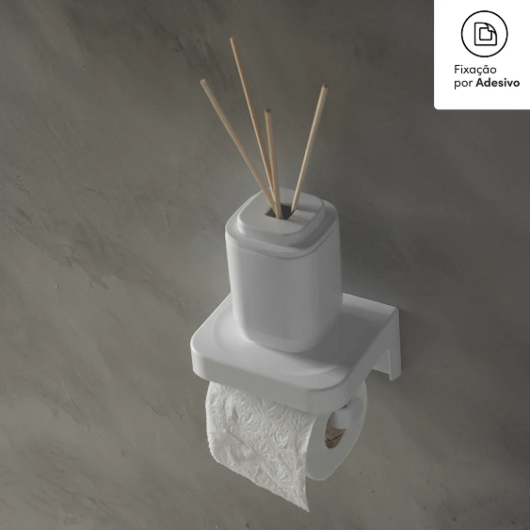 Porta Papel Higiénico Adhesivo Eleve Blanco – Sin Taladro y Diseño Minimalista
