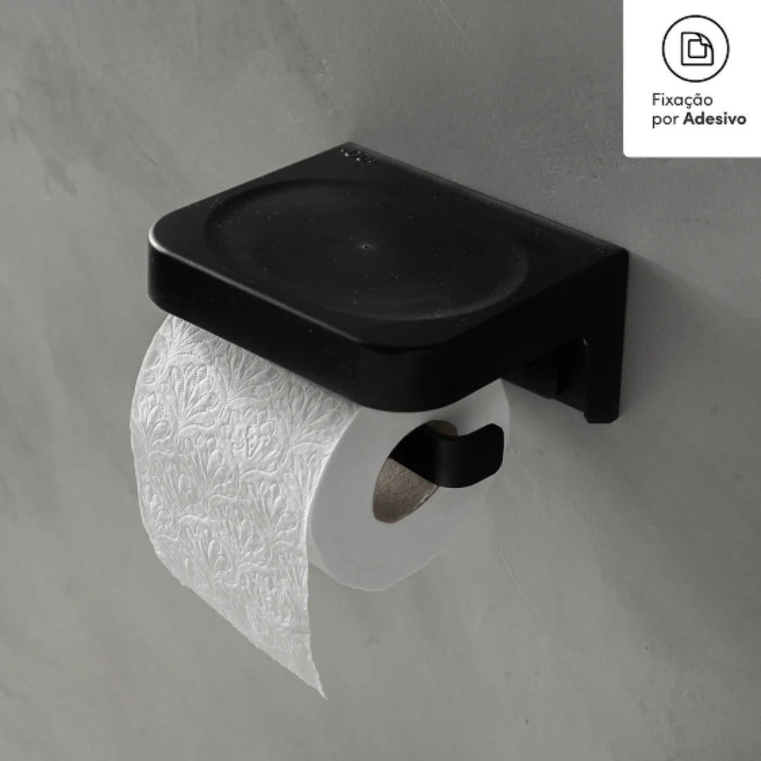 Porta Papel Higiénico Adhesivo Eleve Negro – Sin Taladro y Diseño Minimalista