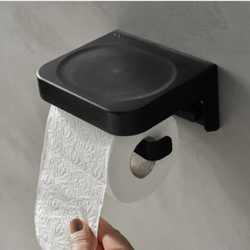 Porta Papel Higiénico Adhesivo Eleve Negro – Sin Taladro y Diseño Minimalista