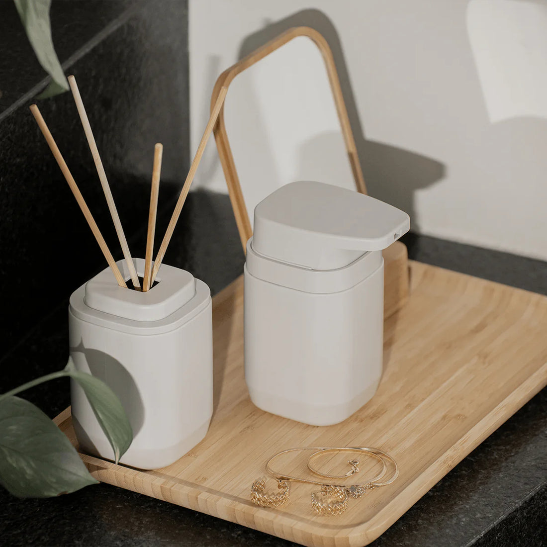 Dispensador de Jabón Líquido 380ml Aura Beige - Diseño Minimalista