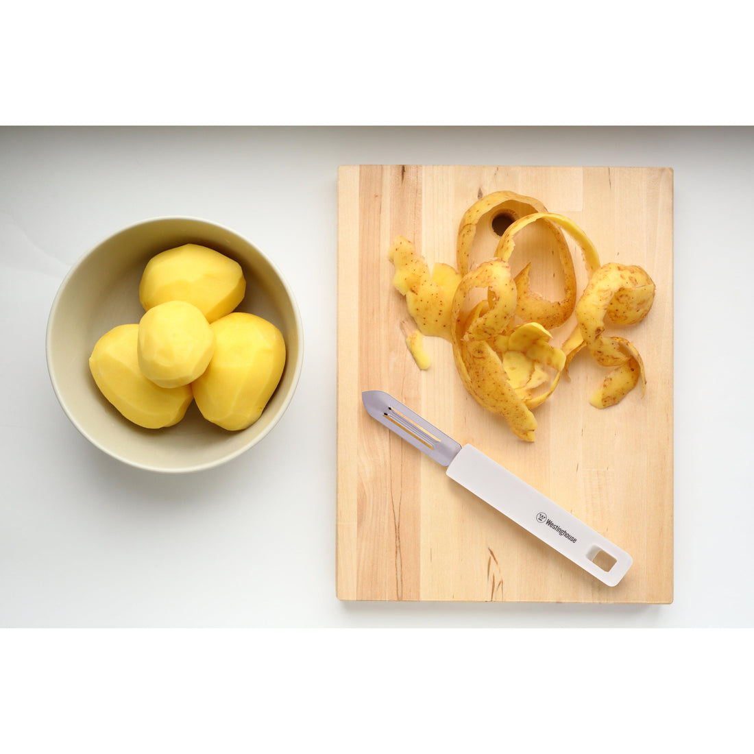 Pelador verduras acero inoxidable blanco - Mango Ergonómico y Corte Preciso