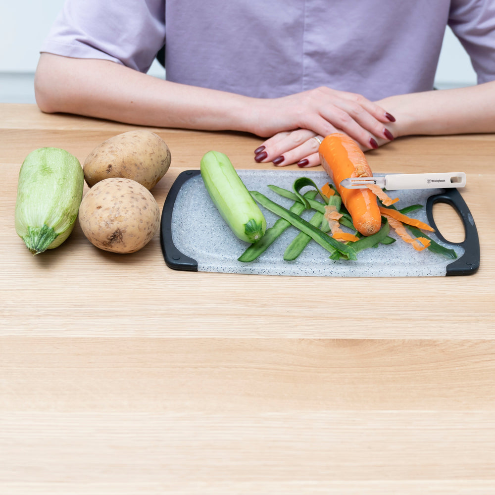 Pelador verduras acero inoxidable blanco - Mango Ergonómico y Corte Preciso