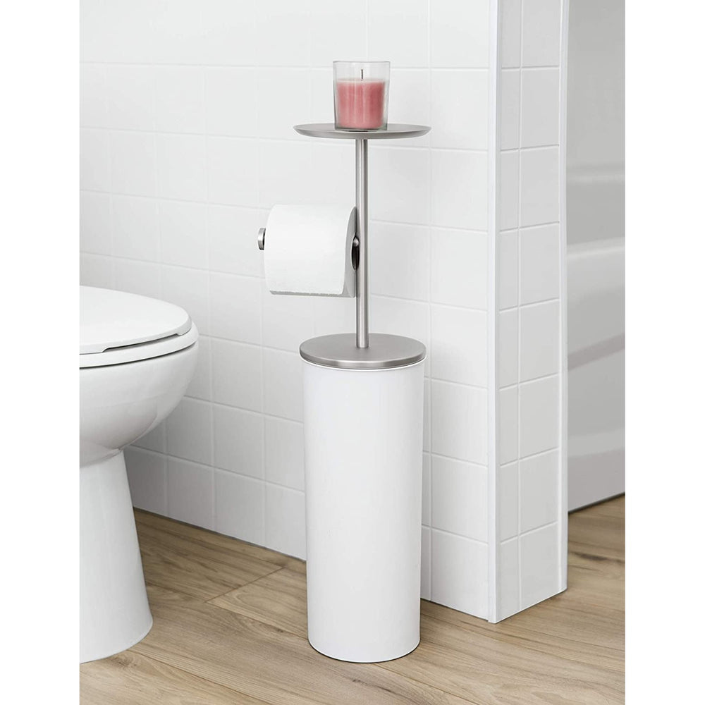 Porta Papel Higiénico Portaloo Blanco – Con Almacenamiento Oculto y Bandeja Superior